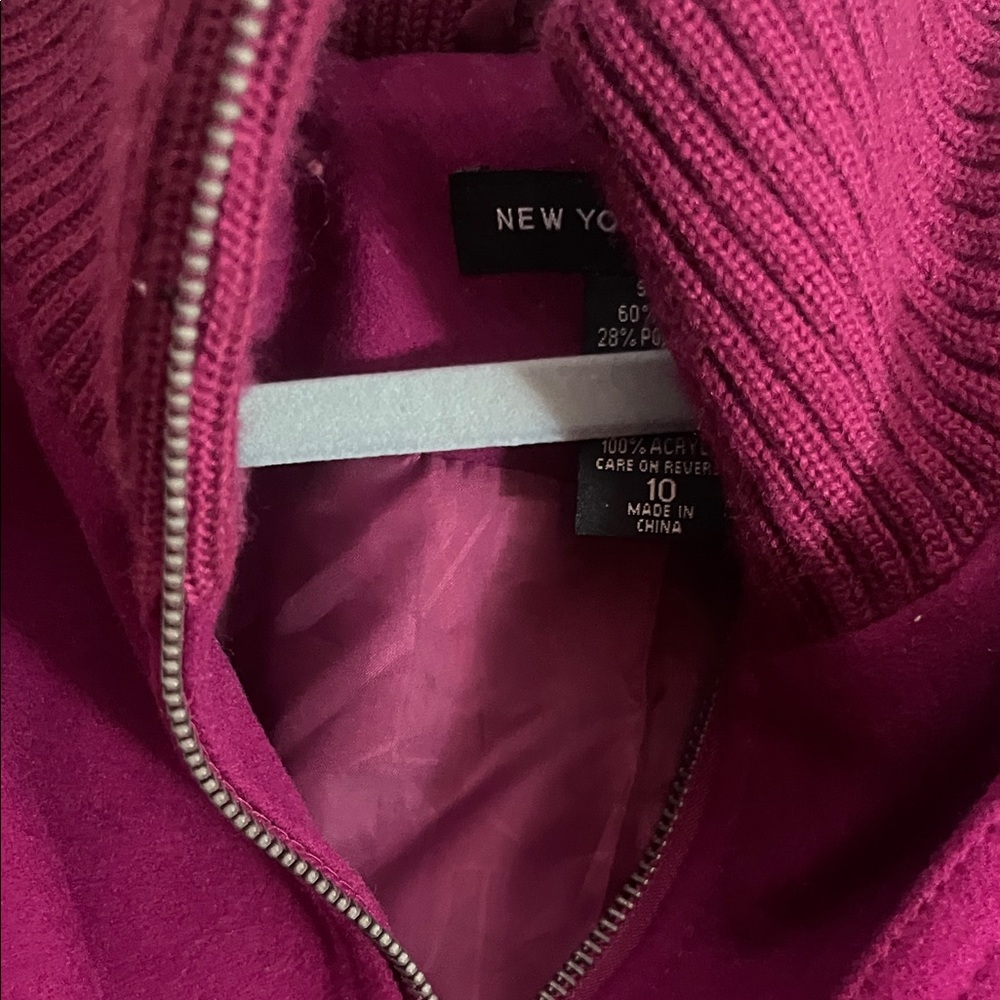 New York & Company Women's Deep Red Bomber Jacket - Picture 3 of 5